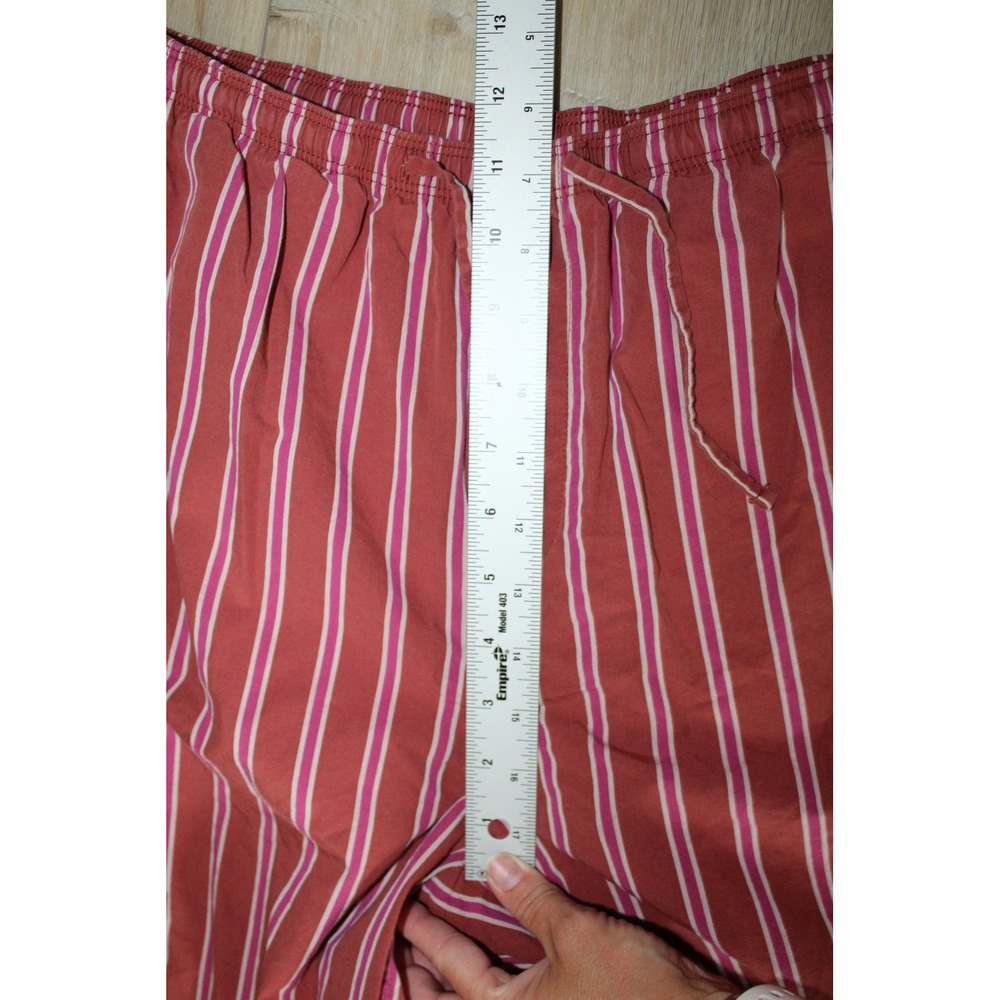 Old Navy Women's Small Wide Leg Striped Cotton Pants Terracotta Red Pink White - Picture 7 of 9